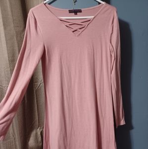 Long sleeve pink dress
